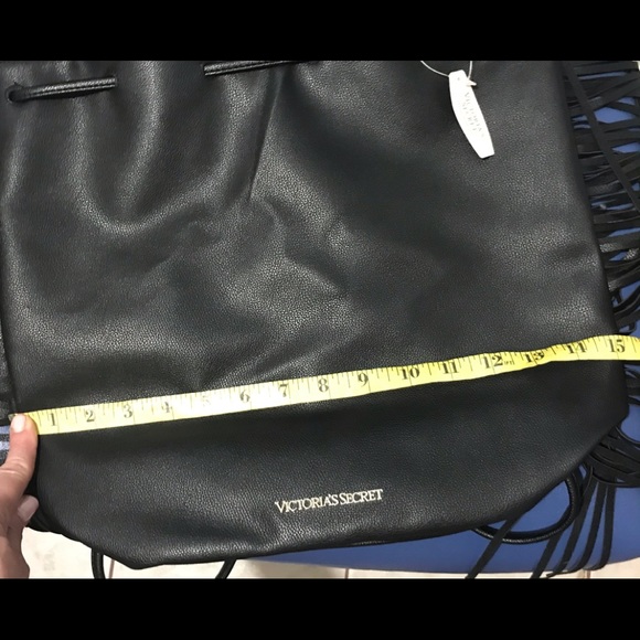 NWT VS faux leather fringed drawstring backpack - Picture 15 of 16